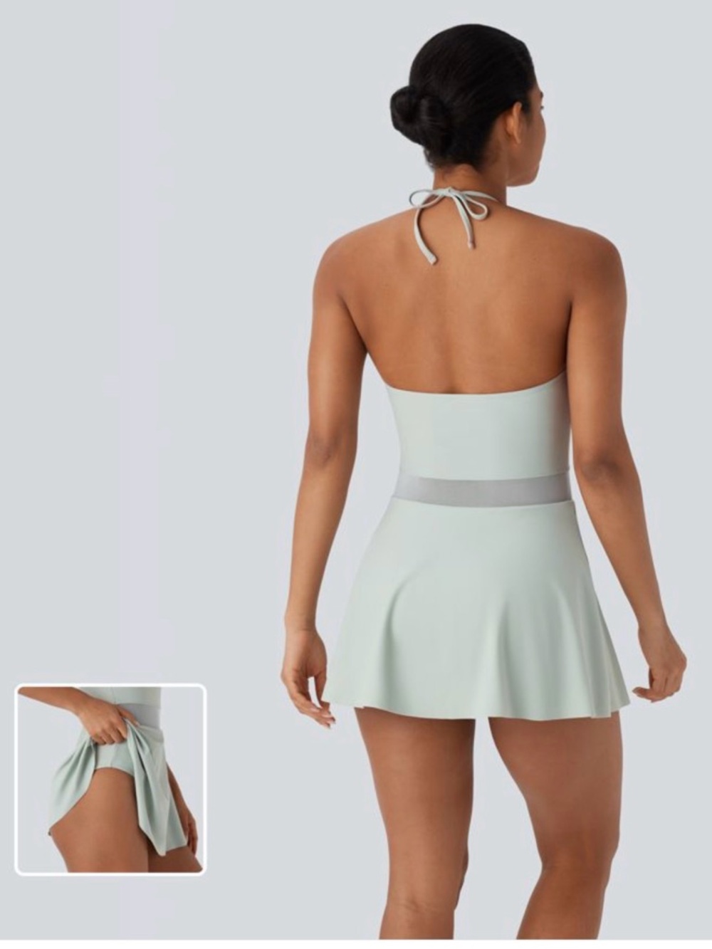 Halter Contrast Mesh 2-in-1 Mini One Piece Swimsuit
